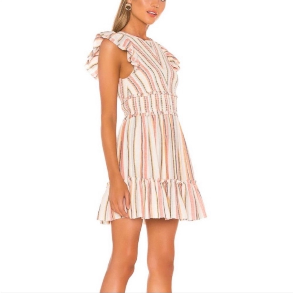 SAYLOR Tulsi Stripe Ruffle Tier Smocked Mini Dress Tier
